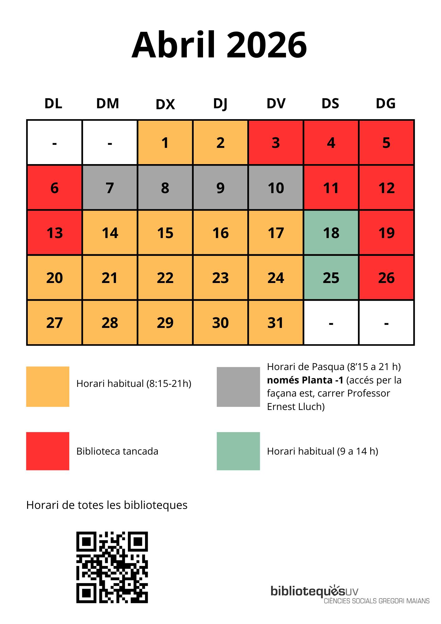 Horari Setmana Santa i Pasqua